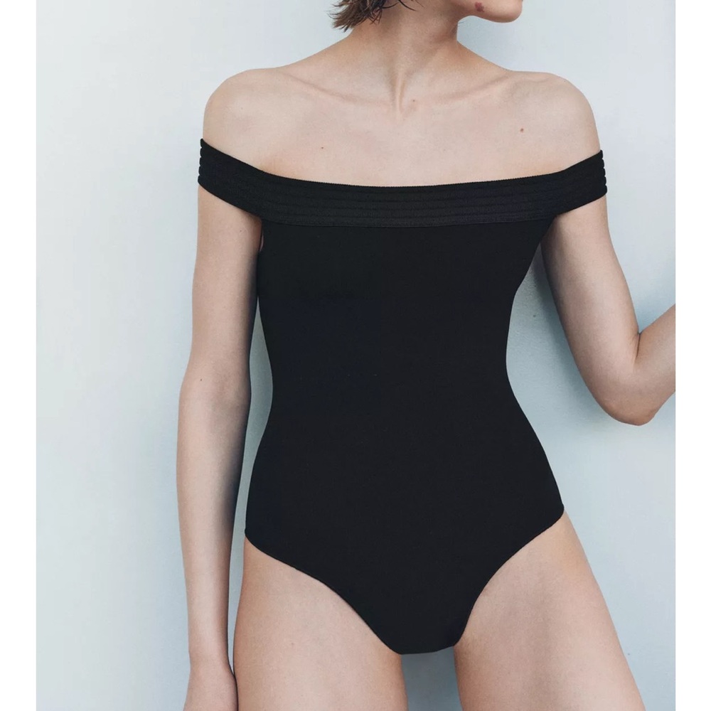 Zara Off-Shoulder Black Bodysuit - Picture 3 of 8